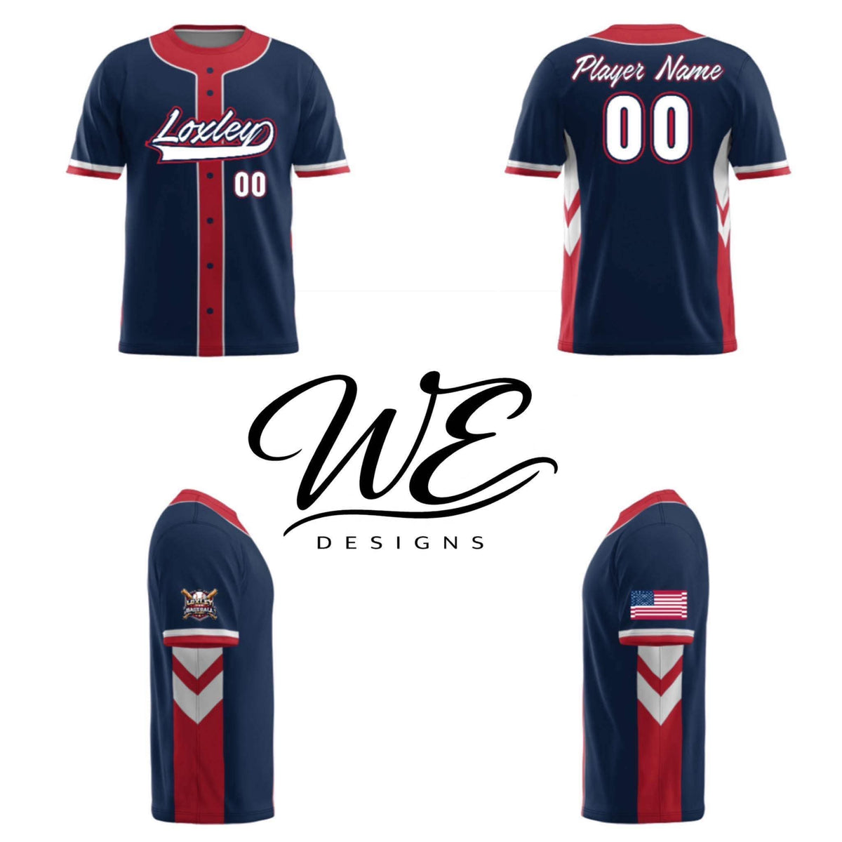 LOXLEY CUSTOM TO MATCH PLAYERS - NAVY THICK RED STRIPE
