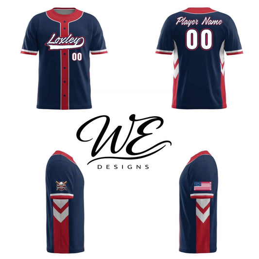 LOXLEY CUSTOM TO MATCH PLAYERS - NAVY THICK RED STRIPE