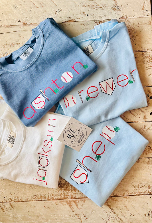 BASEBALL NAME CUSTOM TEE